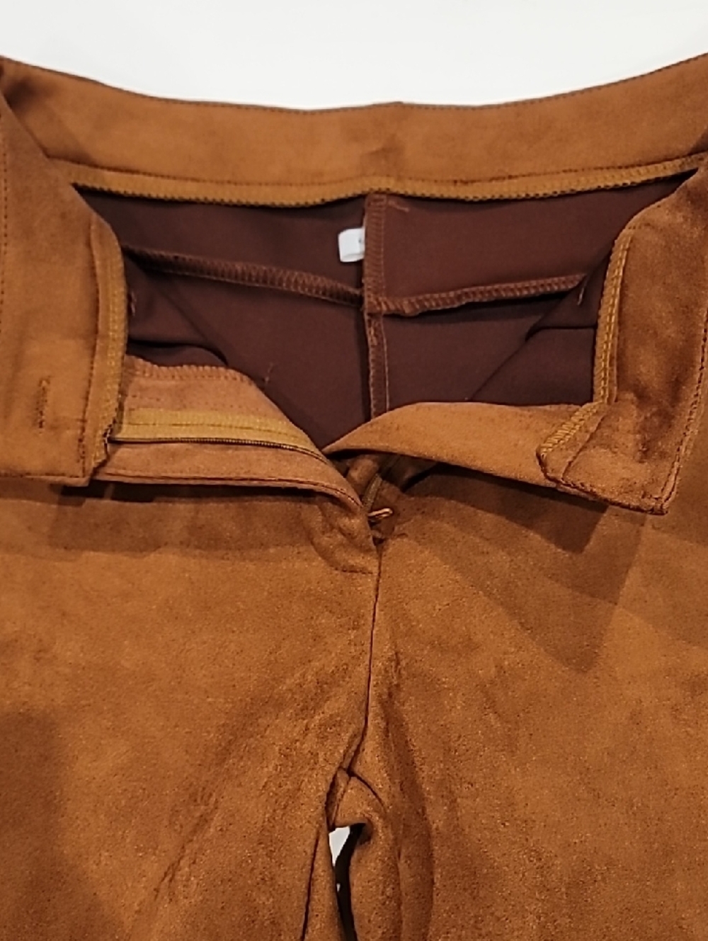 Carhartt Burnt Orange Faux Suede Flare Jeans Patch Logo Detail Small - Picture 8 of 12